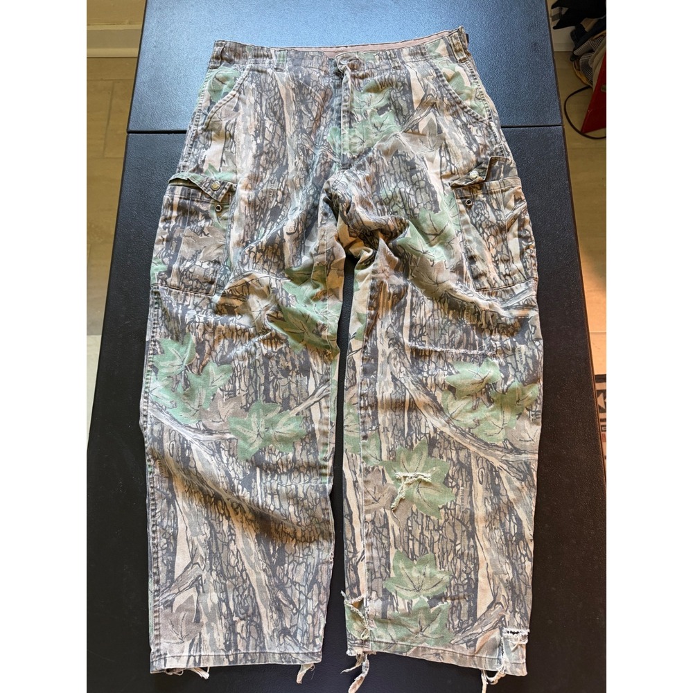 Vintage Winchester Treebark Camo Cargo Pants Mens Large 36 Distressed Hunting